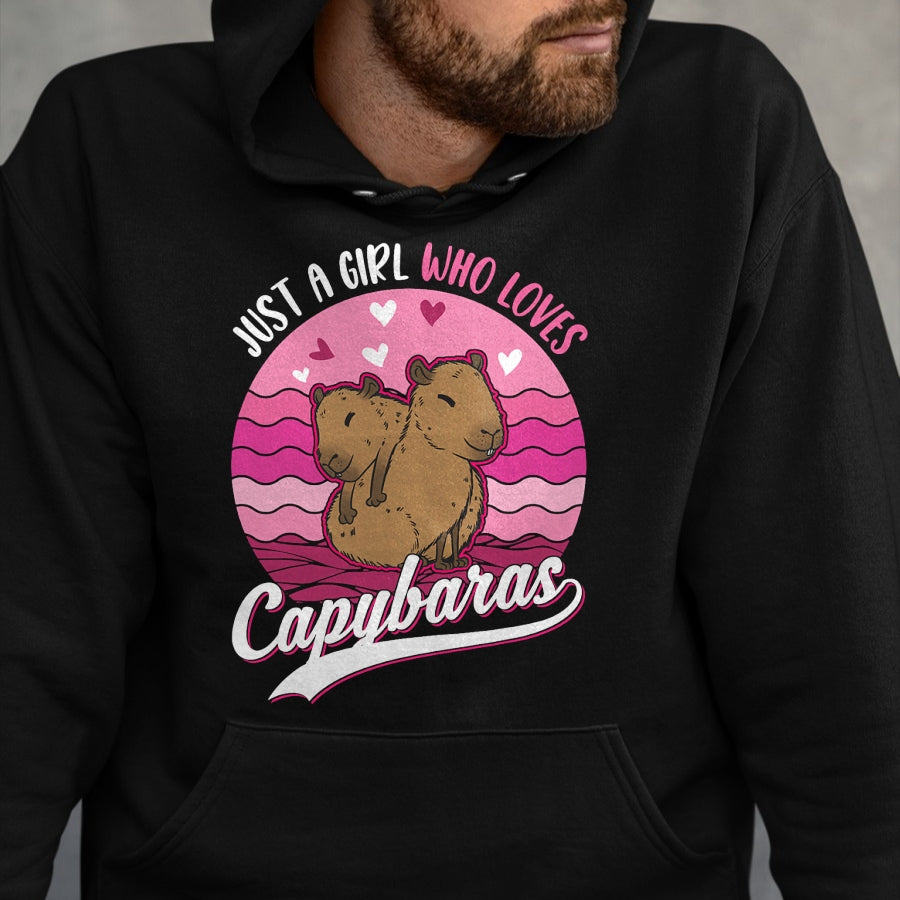 Cute Capybara Shirt, Funny Capybara Unisex T-Shirt/Hoodie/Sweatshirt HLT00 - Just a Girl who Loves Capybaras T-Shirt (7)