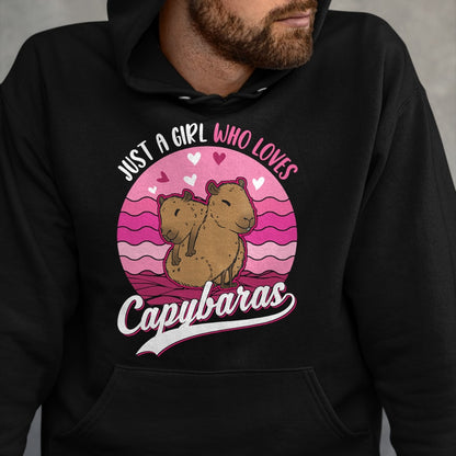 Cute Capybara Shirt, Funny Capybara Unisex T-Shirt/Hoodie/Sweatshirt HLT00 - Just a Girl who Loves Capybaras T-Shirt (7)