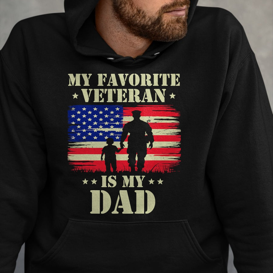 Proud Veteran Shirt, Funny Veteran UnisexT-Shirt/Hoodie/Sweatshirt HLT00 - Father Veterans Day My Favorite Veteran is My Dad Proud Kids T-Shirt