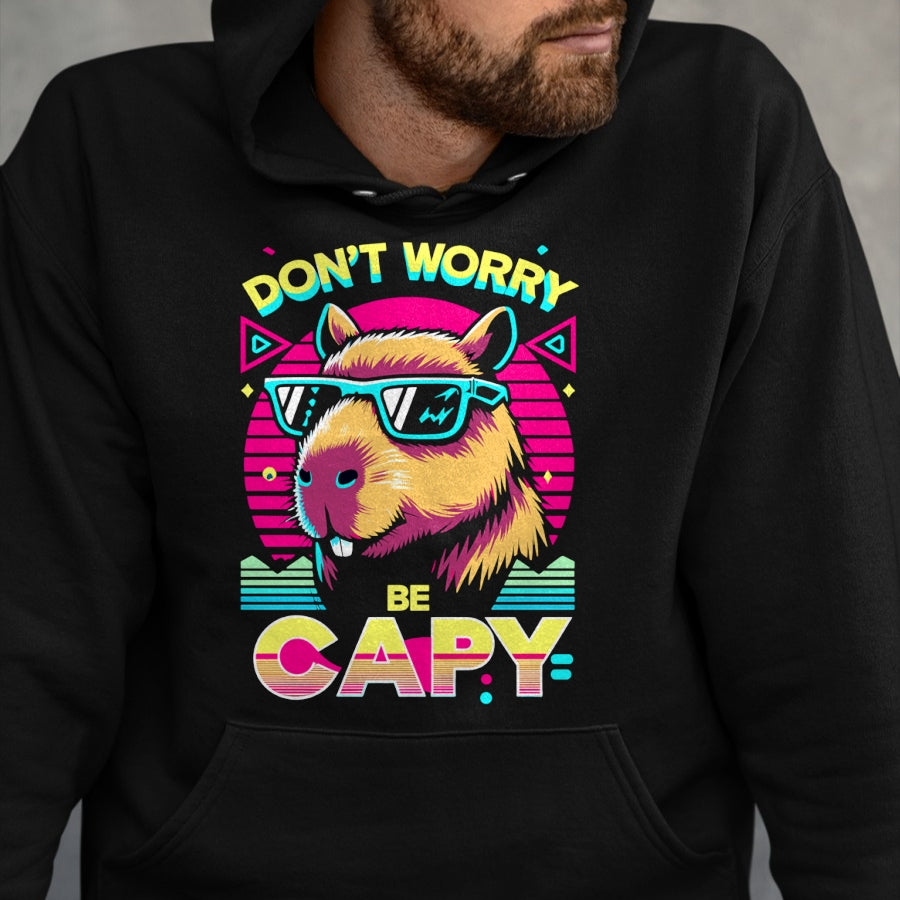 Cute Capybara Shirt, Funny Capybara Unisex T-Shirt/Hoodie/Sweatshirt HLT00 - Cool Capybara Retro Long Sleeve T-Shirt