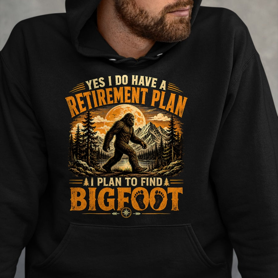 Funny Camping Shirt, Gift For Camping Lover Unisex T-Shirt/Hoodie/Sweatshirt HLT00 - Vintage Bigfoot Mountain Explorer Retirement Plan Merch T-Shirt