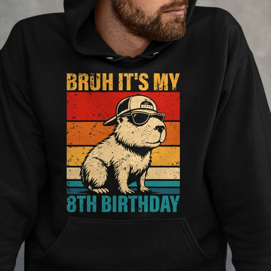 Cute Capybara Shirt, Funny Capybara UnisexT-Shirt/Hoodie/Sweatshirt HLT00 - 8 Year Old Birthday Boy Capybara Bruh It_s My 8th Birthday T-Shirt