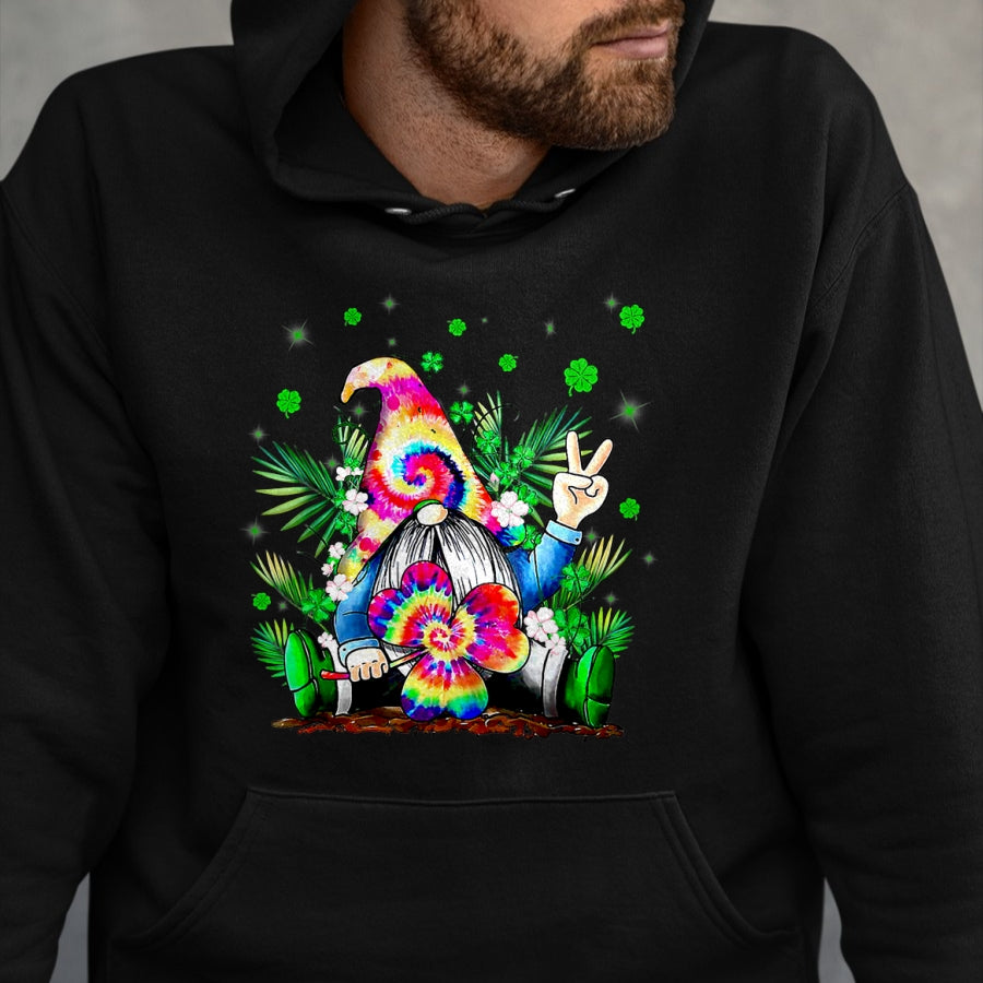 Patrick Day Shirts for Family, Funny Patrick Day shirts, st patrick's day Unisex T-Shirt/Hoodie/Sweatshirt HLT00 - Irish Gnome Tie Dye Shamrock St Patrick Day Peace Love Luck T-Shirt