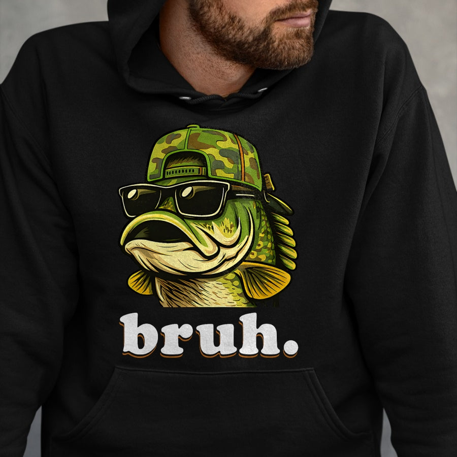 Funny Fishing Shirt, Gift For Fishing Lover Unisex T-Shirt/Hoodie/Sweatshirt HLT00 - Bruh Fishing Camo Bass Fish Funny Boys Kids Camouflage T-Shirt