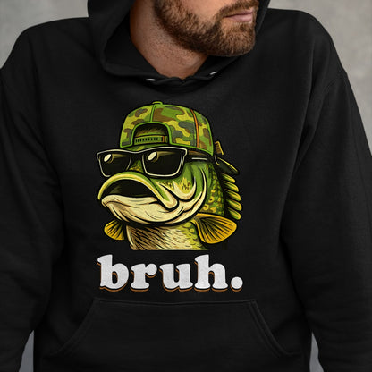 Funny Fishing Shirt, Gift For Fishing Lover Unisex T-Shirt/Hoodie/Sweatshirt HLT00 - Bruh Fishing Camo Bass Fish Funny Boys Kids Camouflage T-Shirt