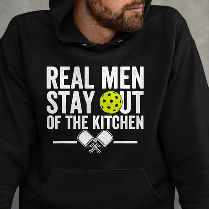 Funny Pickleball Shirt, Pickleball Lover Unisex T-Shirt/Hoodie/Sweatshirt HLT00 - Real Men Stay Out of The Kitchen Funny Pickleball Vintage T-Shirt