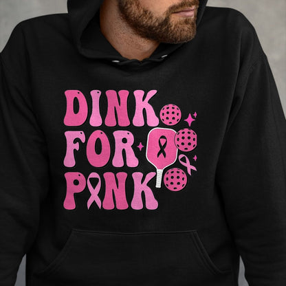 Funny Pickleball Shirt, Pickleball Lover Unisex T-Shirt/Hoodie/Sweatshirt HLT00 - Dink for Pink Breast Cancer Awareness Pickleball Ribbon Pink T-Shirt, Men, Black, 3X-Large