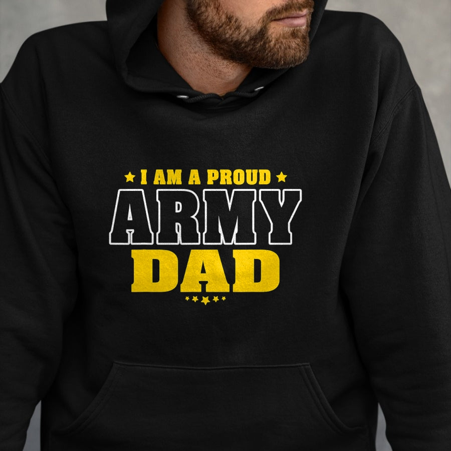 Gift for Dad Shirt, Funny Dad Unisex T-Shirt/Hoodie/Sweatshirt HLT00 – Mens I Am A Proud Army Dad Patriotic Pride Military Father T-Shirt