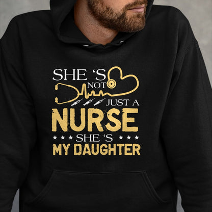 Funny Nurse Shirt, Nurse Unisex T-Shirt/Hoodie/Sweatshirt HLT00 - My Daughter Is A Nurse Proud Nurse's Mom Dad RN LPN Family T-Shirt (4)