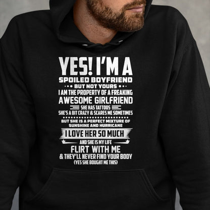 Best Wife Shirt, Wife and Husband Unisex T-Shirt/Hoodie/Sweatshirt HLT00 - Yes! i'm a spoiled boyfriend but not yours T-Shirt