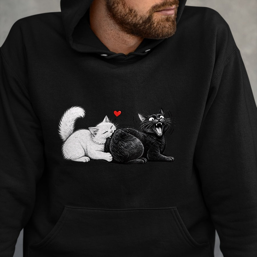 Cat Love Shirt, Funny Cat Lover Gift UnisexT-Shirt/Hoodie/Sweatshirt HLT00 - Women_s Funny Cat Couple Black White Cats Love Cat Biting Cat Butt V-Neck T-Shirt (1)
