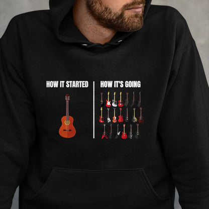 Guitar Lover Shirt, Funny Guitar UnisexT-Shirt/Hoodie/Sweatshirt HLT00 - How It Started How It’s Going Music Musician Funny Guitar T-Shirt