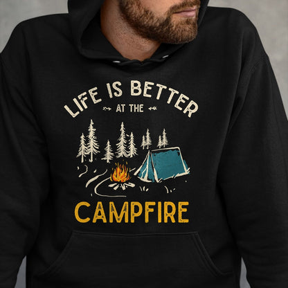 Funny Camping Shirt, Gift For Camping Lover Unisex T-Shirt/Hoodie/Sweatshirt HLT00 - Das Leben ist Besser am Lagerfeuer Funny Camper Camping T-Shirt
