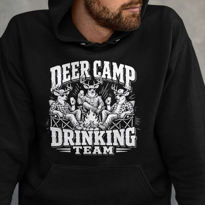 Funny Camping Shirt, Gift For Camping Lover Unisex T-Shirt/Hoodie/Sweatshirt HLT00 - Deer Camp Drinking Team - Funny Buck Deer Hunting T-Shirt