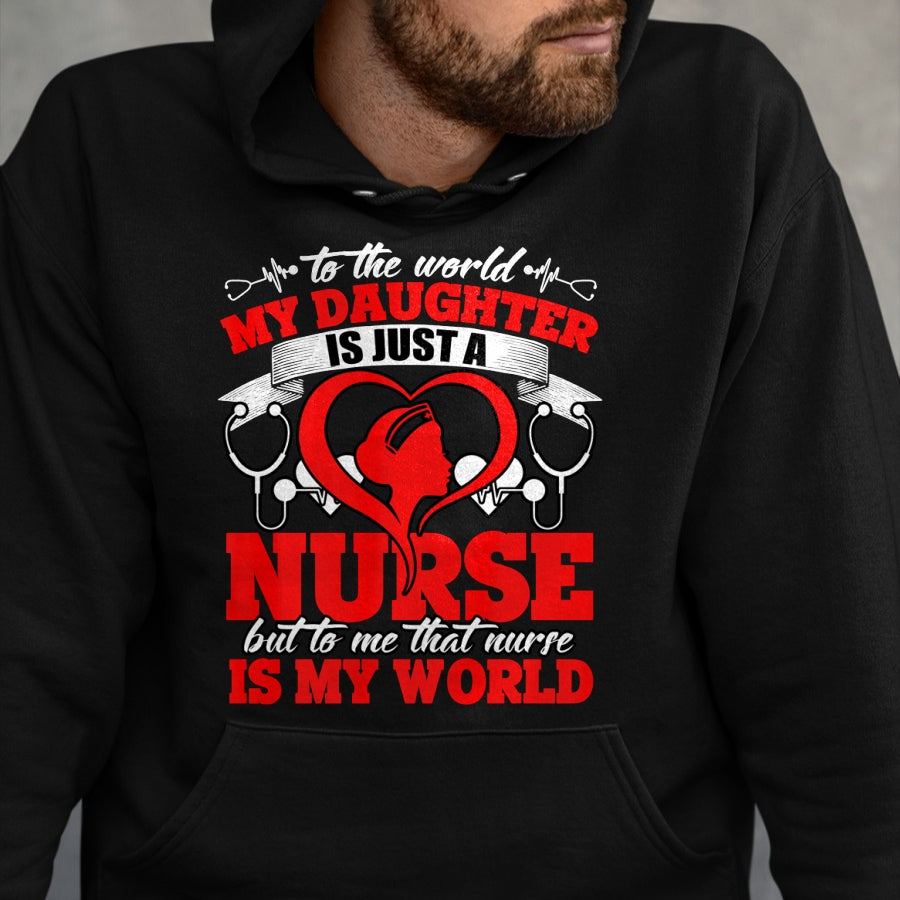 Funny Nurse Shirt, Nurse Unisex T-Shirt/Hoodie/Sweatshirt HLT00 - My Daughter Is A Nurse, Proud To Be A Nurse's Mom Long Sleeve T-Shirt