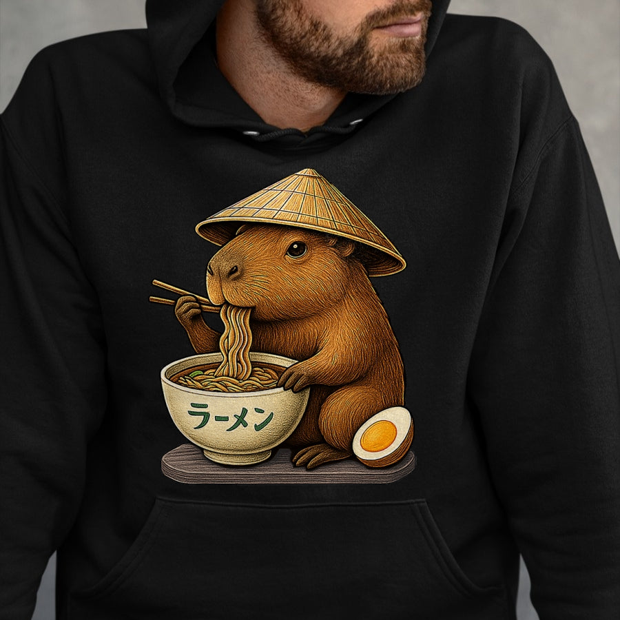Cute Capybara Shirt, Funny Capybara Unisex T-Shirt/Hoodie/Sweatshirt HLT00 - Capybara Eating Japanese Ramen Kawaii Anime tee Funny Kids T-Shirt