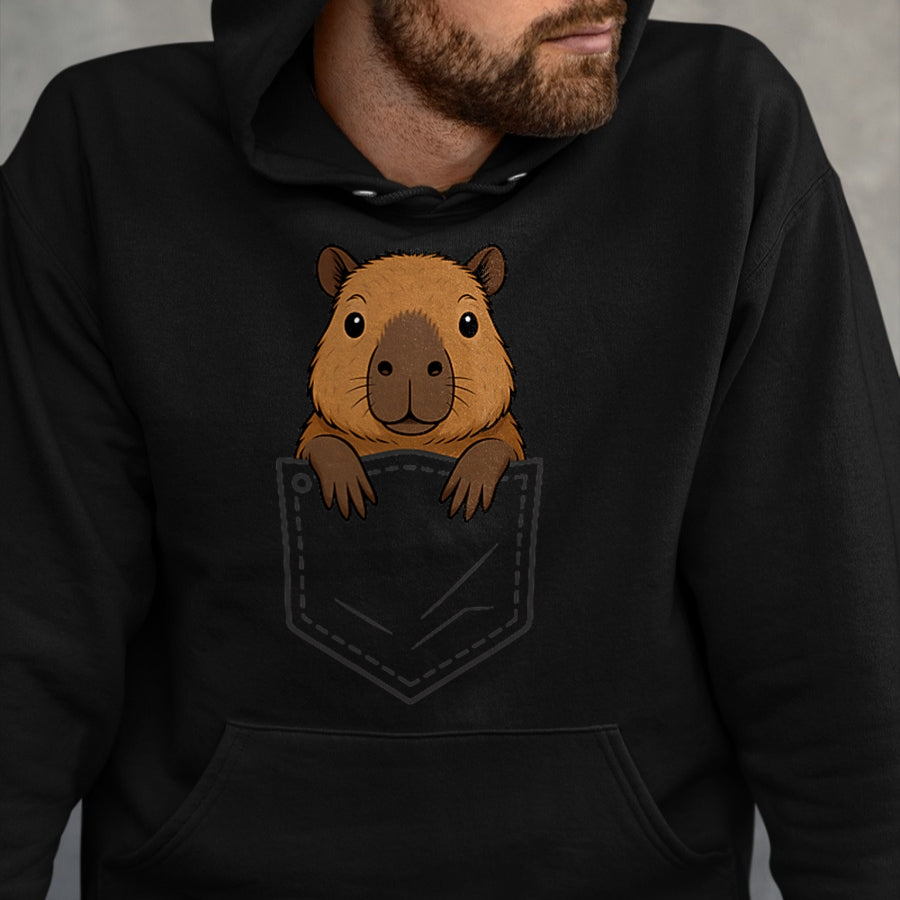 Cute Capybara Shirt, Funny Capybara Unisex T-Shirt/Hoodie/Sweatshirt HLT00 - Funny Capybara Peeking in Pocket Capy Rodent Animal Lover T-Shirt
