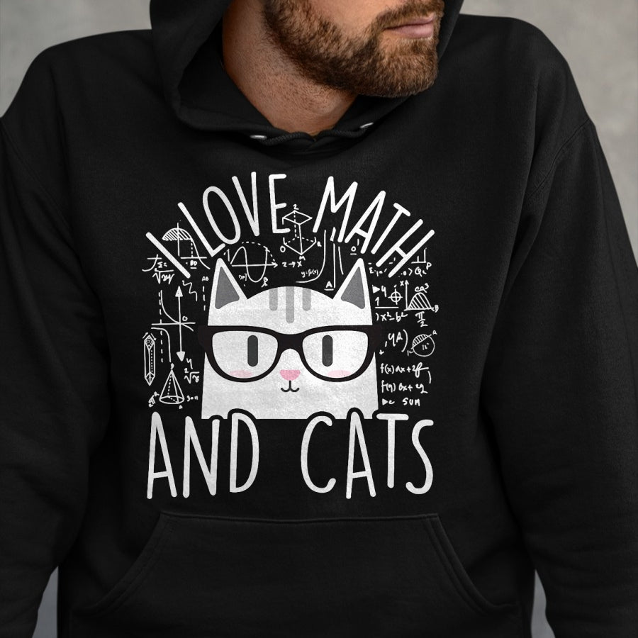Cat Love Shirt, Funny Cat Lover Gift UnisexT-Shirt/Hoodie/Sweatshirt HLT00 - I Love Math and Cats Cute Kitty Cat Feline Lover Gift T-Shirt Small (1)