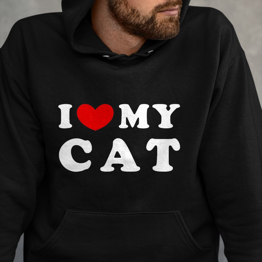 Cat Love Shirt, Funny Cat Lover Gift UnisexT-Shirt/Hoodie/Sweatshirt HLT00 - I Love My Cat, I Heart My Cat T-Shirt, Men, Dark Heather Grey, Large