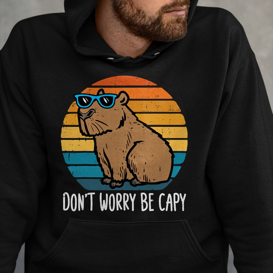 Cute Capybara Shirt, Funny Capybara Unisex T-Shirt/Hoodie/Sweatshirt HLT00 - Dont Worry Be Capy Capybara Retro Men Boys Kids Youth Women T-Shirt