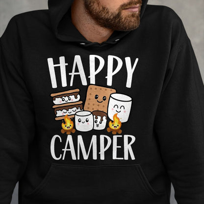 Funny Camping Shirt, Gift For Camping Lover Unisex T-Shirt/Hoodie/Sweatshirt HLT00 - Kawaii Smore Happy Camper Camping Crew Trip Campfire Squad T-Shirt, Men, Black, 3X-Large