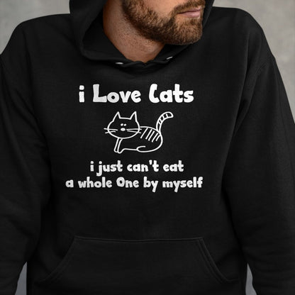 Cat Love Shirt, Funny Cat Lover Gift UnisexT-Shirt/Hoodie/Sweatshirt HLT00 - I Love Cats I just cant eat a whole one T-Shirt (1)