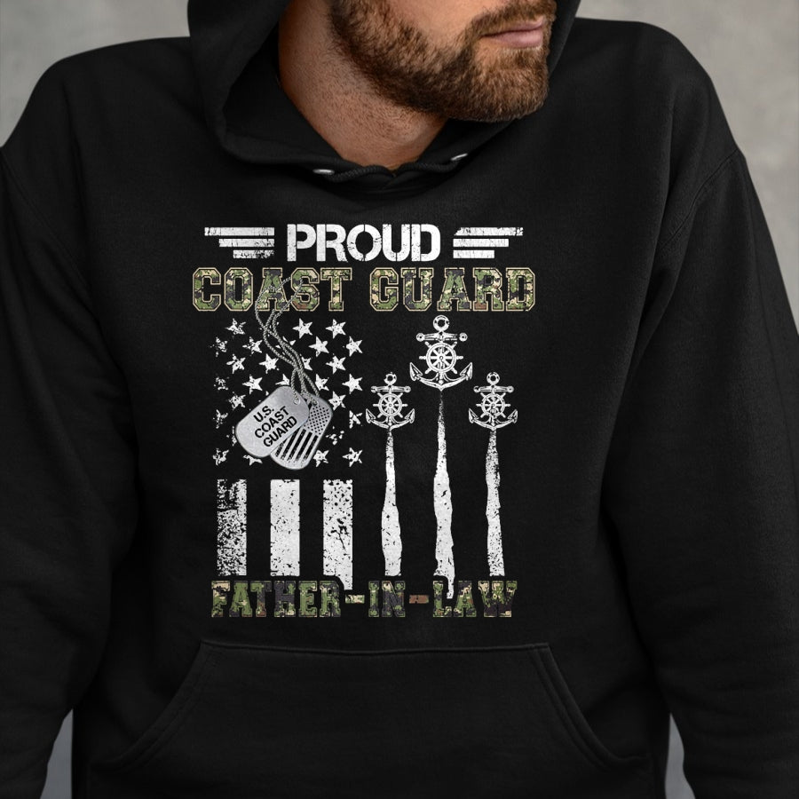 Gift for Dad Shirt, Funny Dad Unisex T-Shirt/Hoodie/Sweatshirt HLT00 – Proud Coast Guard Father-In-Law US Coast Guard Graduation T-Shirt