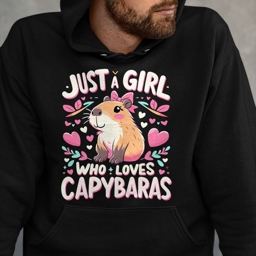 Cute Capybara Shirt, Funny Capybara Unisex T-Shirt/Hoodie/Sweatshirt HLT00 - Just a Girl who Loves Capybaras T-Shirt