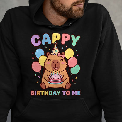 Cute Capybara Shirt, Funny Capybara UnisexT-Shirt/Hoodie/Sweatshirt HLT00 - Cappy Birthday to Me Happy Birthday T-Shirt
