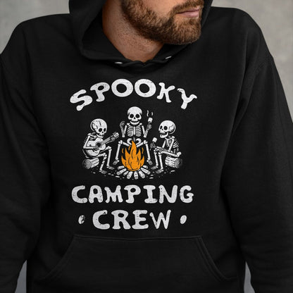 Funny Camping Shirt, Gift For Camping Lover Unisex T-Shirt/Hoodie/Sweatshirt HLT00 - Spooky Camping Crew Halloween Camping Skeleton Campsite T-Shirt