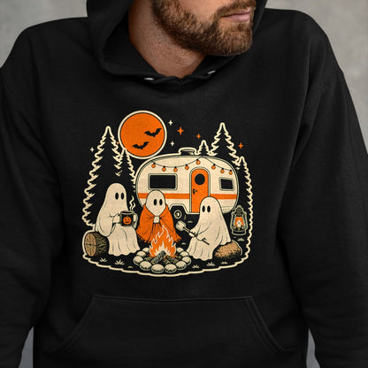 Funny Camping Shirt, Gift For Camping Lover Unisex T-Shirt/Hoodie/Sweatshirt HLT00 - Halloween Camping Ghost Camper Vintage Style T-Shirt