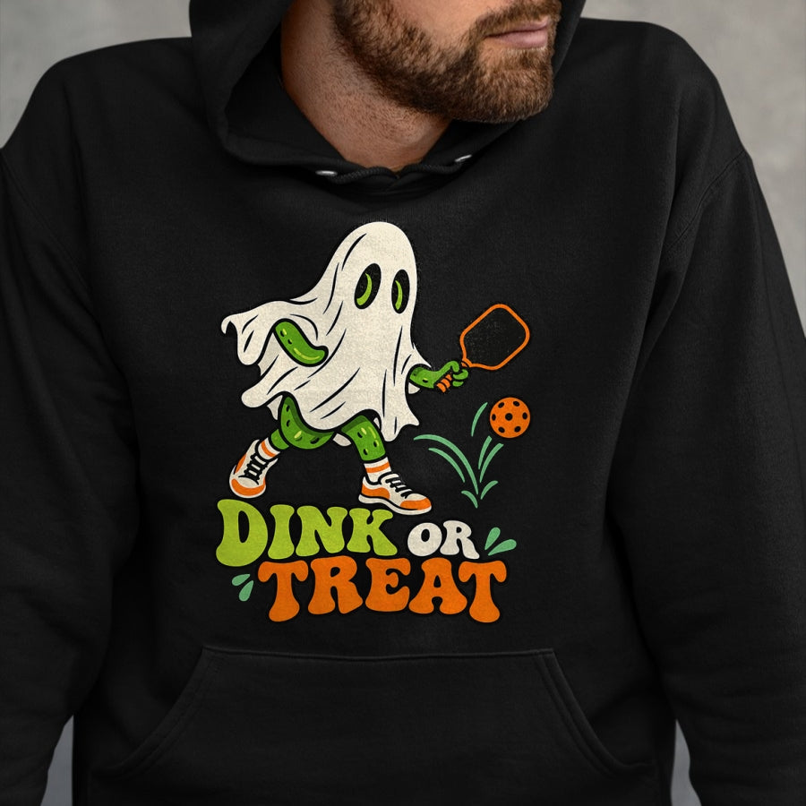 Funny Pickleball Shirt, Pickleball Lover Unisex T-Shirt/Hoodie/Sweatshirt HLT00 - Halloween Pickleball Ghost Men Women Pickleball Halloween T-Shirt