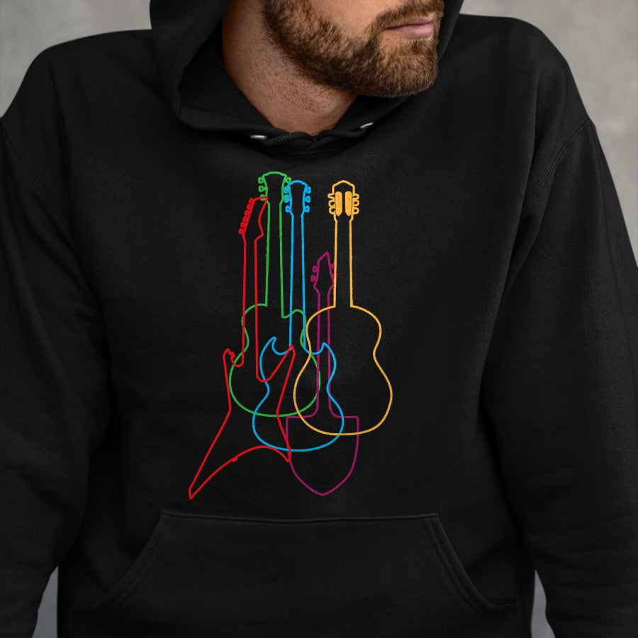 Guitar Lover Shirt, Funny Guitar UnisexT-Shirt/Hoodie/Sweatshirt HLT00 - UAB KIDKIS Colored Guitars Electric Acoustic Classical Gift T-Shirt - Black - S - Unisex - Short Sle