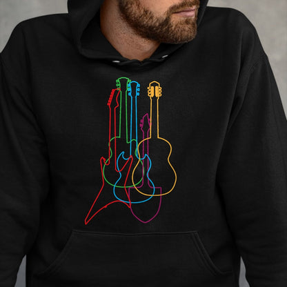 Guitar Lover Shirt, Funny Guitar UnisexT-Shirt/Hoodie/Sweatshirt HLT00 - UAB KIDKIS Colored Guitars Electric Acoustic Classical Gift T-Shirt - Black - S - Unisex - Short Sle