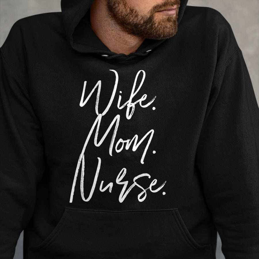 Funny Nurse Shirt, Nurse Unisex T-Shirt/Hoodie/Sweatshirt HLT00 - Nursing Appreciation Gifts Shirt WIFE MOM NURSE RN Women T-Shirt (1)