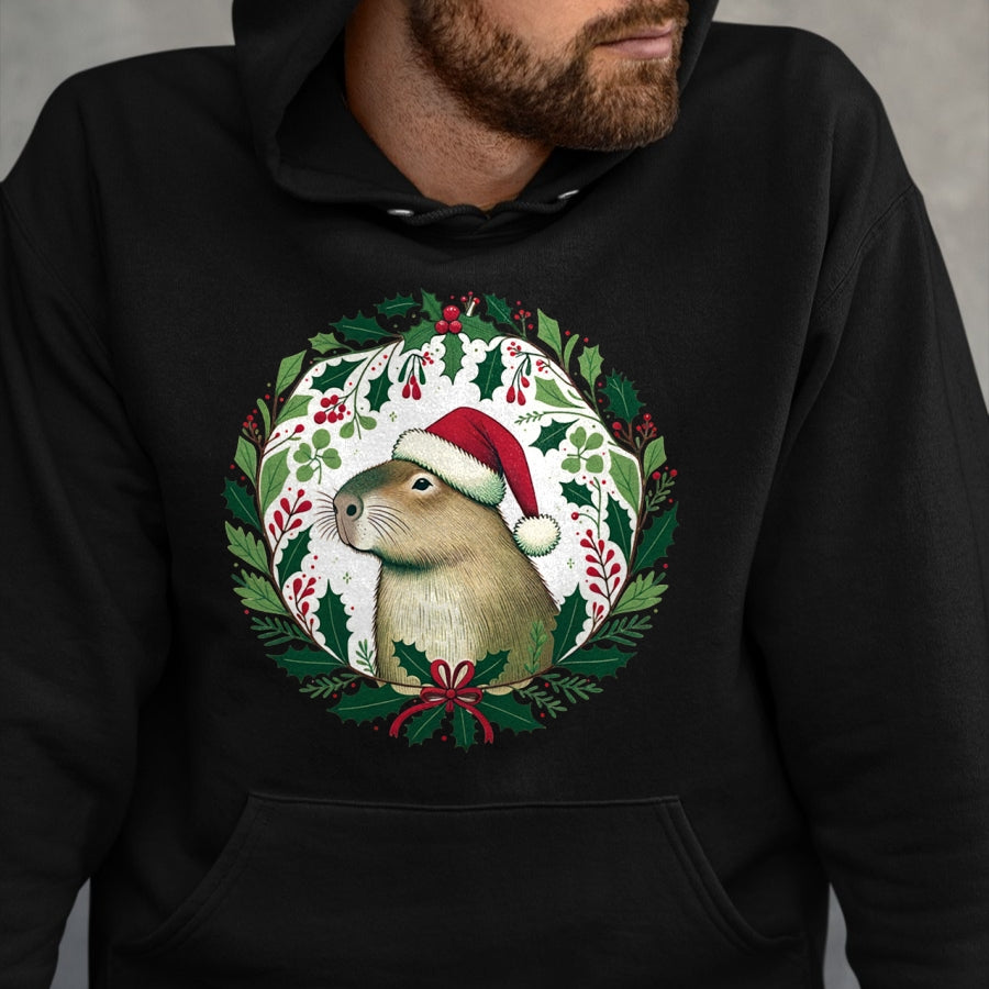 Cute Capybara Shirt, Funny Capybara Unisex T-Shirt/Hoodie/Sweatshirt HLT00 - Capybara Christmas illustration Long Sleeve T-Shirt (1)