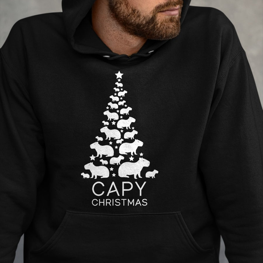 Cute Capybara Shirt, Funny Capybara Unisex T-Shirt/Hoodie/Sweatshirt HLT00 - Cute Capybara Christmas Tree Shirt, Funny Capy Holidays T-Shirt