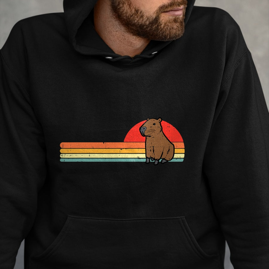 Cute Capybara Shirt, Funny Capybara UnisexT-Shirt/Hoodie/Sweatshirt HLT00 - Capybara Chest Sunset Retro Capy Rodent Men Women Kids Youth T-Shirt