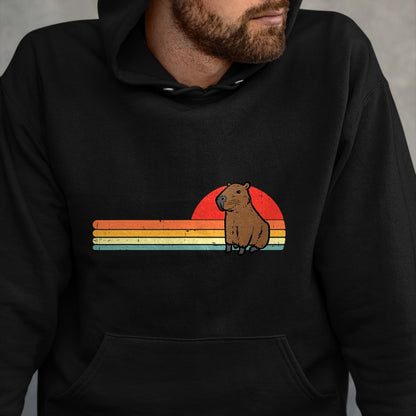 Cute Capybara Shirt, Funny Capybara UnisexT-Shirt/Hoodie/Sweatshirt HLT00 - Capybara Chest Sunset Retro Capy Rodent Men Women Kids Youth T-Shirt