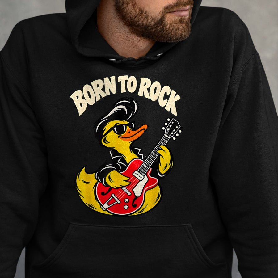 Guitar Lover Shirt, Funny Guitar UnisexT-Shirt/Hoodie/Sweatshirt HLT00 - Born Rock to 50s Rubber Ducky Playing Guitar Toddler Boys T-Shirt