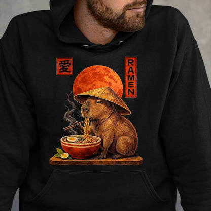 Cute Capybara Shirt, Funny Capybara Unisex T-Shirt/Hoodie/Sweatshirt HLT00 - Capybara Ramen Japanese Art Funny Anime Graphic Tee Kawaii T-Shirt, Men, Black, 3X-Large