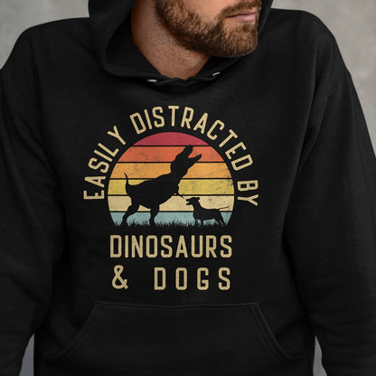 Best Dinosaur Lover Shirt, Funny Dinosaur UnisexT-Shirt/Hoodie/Sweatshirt HLT00 - Easily distracted by Dinosaurs and dogs I heart Dinosaur dog T-Shirt