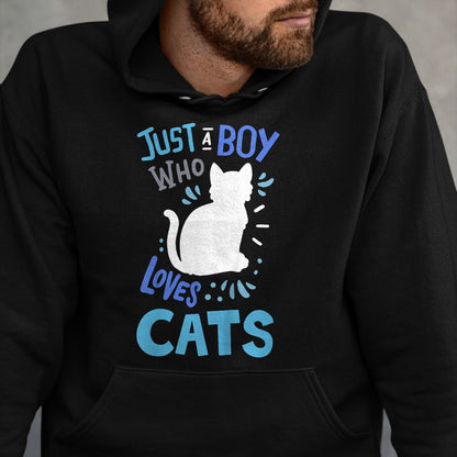 Cat Love Shirt, Funny Cat Lover Gift UnisexT-Shirt/Hoodie/Sweatshirt HLT00 - Kids Cat Just A Boy Who Loves Cats for Cat Lovers T-Shirt