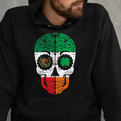 Patrick Day Shirts for Family, Funny Patrick Day shirts, st patrick's day Unisex T-Shirt/Hoodie/Sweatshirt HLT00 - Mexican Irish Sugar Skull St Patrick Day Mexico Ireland Flag T-Shirt