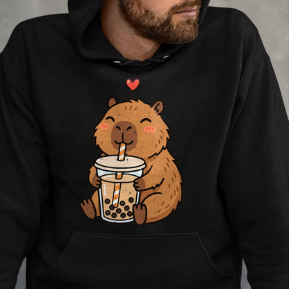 Cute Capybara Shirt, Funny Capybara UnisexT-Shirt/Hoodie/Sweatshirt HLT00 - Capybara Boba Bubble Milk Tea Cute Capy Rodent Men Women Kid T-Shirt
