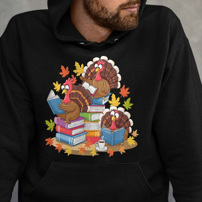 Best Thanksgiving Family Shirt , Funny Thanksgiving UnisexT-Shirt/Hoodie/Sweatshirt HLT00 - Turkey Reading Books Fall Season Thanksgiving Teacher Book T-Shirt