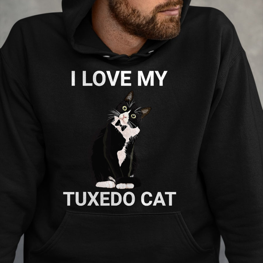 Cat Love Shirt, Funny Cat Lover Gift UnisexT-Shirt/Hoodie/Sweatshirt HLT00 - I Love My Tuxedo Cat, for Tuxedo Cat Lover, Funny Tuxedo Cat T-Shirt (1)
