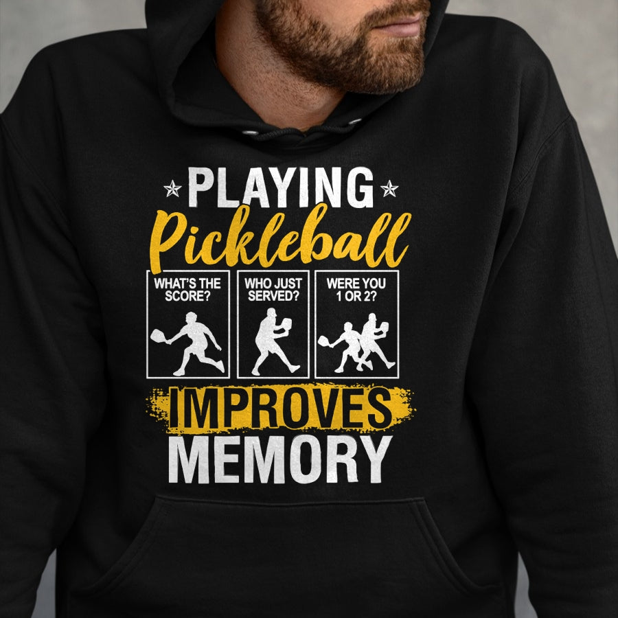 Funny Pickleball Shirt, Pickleball Lover Unisex T-Shirt/Hoodie/Sweatshirt HLT00 - Funny Pickleball Memory Graphic Women Men Pickleball Player Long Sleeve T-Shirt