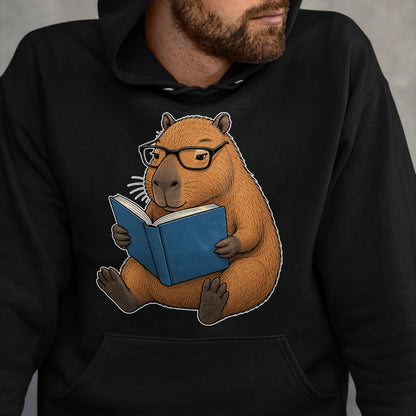 Cute Capybara Shirt, Funny Capybara UnisexT-Shirt/Hoodie/Sweatshirt HLT00 - Capybara Bookworm Reading Book Funny Graphic T-Shirt