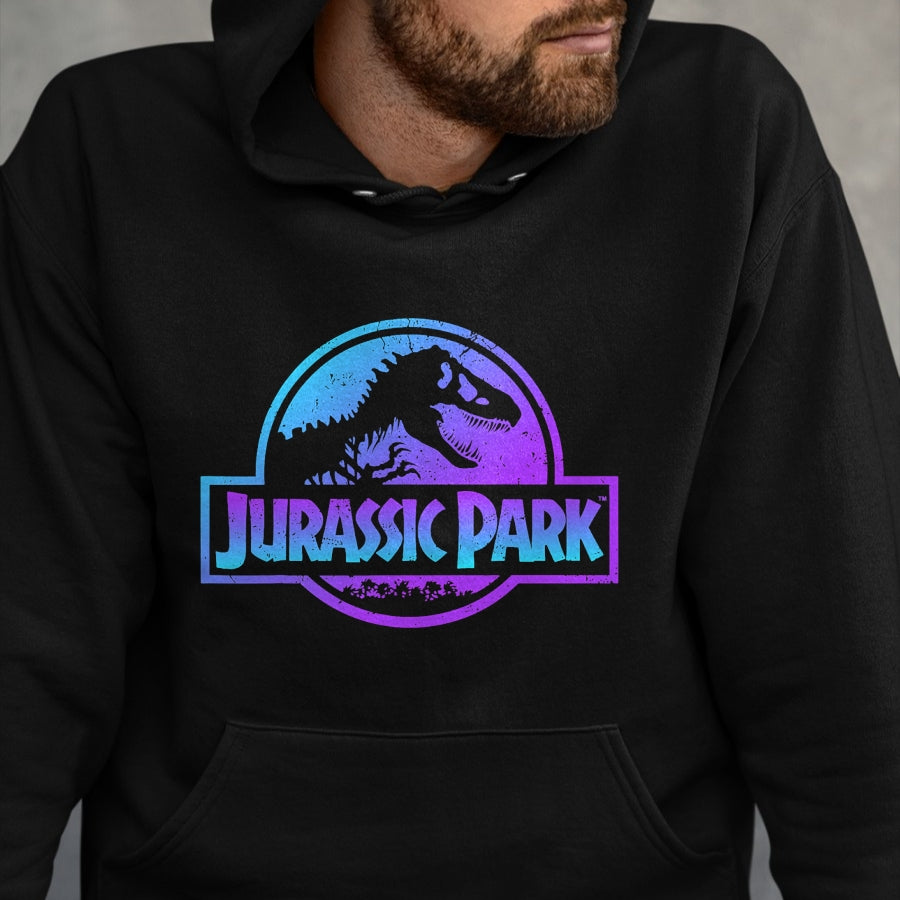 Best Dinosaur Lover Shirt, Funny Dinosaur UnisexT-Shirt/Hoodie/Sweatshirt HLT00 - Jurassic Park Blue & Purple Fossil Logo Graphic Short Sleeve T-Shirt